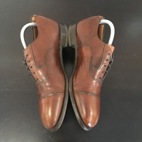 Limited Collection Johnston Murphy Cognac Brown Leather Dress Cap Toe Oxford 9 - Picture 5 of 16